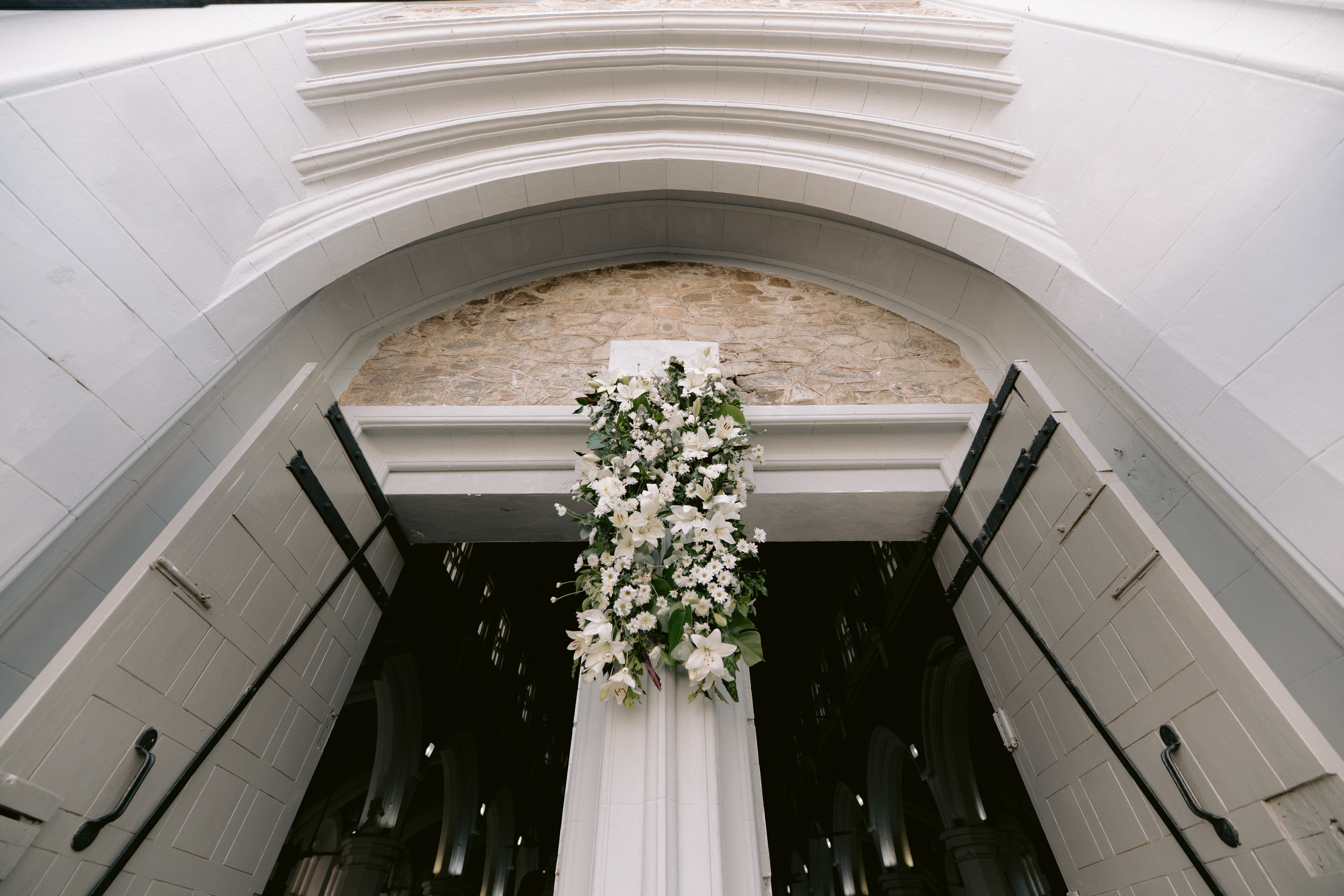Wedding entrance prepared inside the church